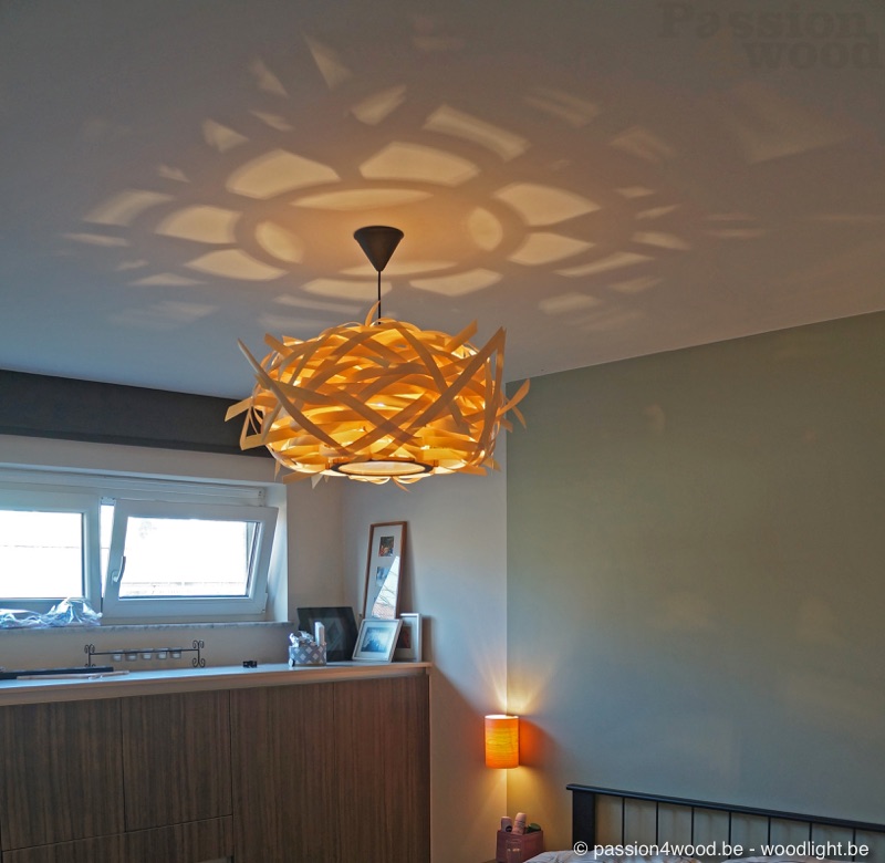 Tree pendant and tube wall lamp in maple wood